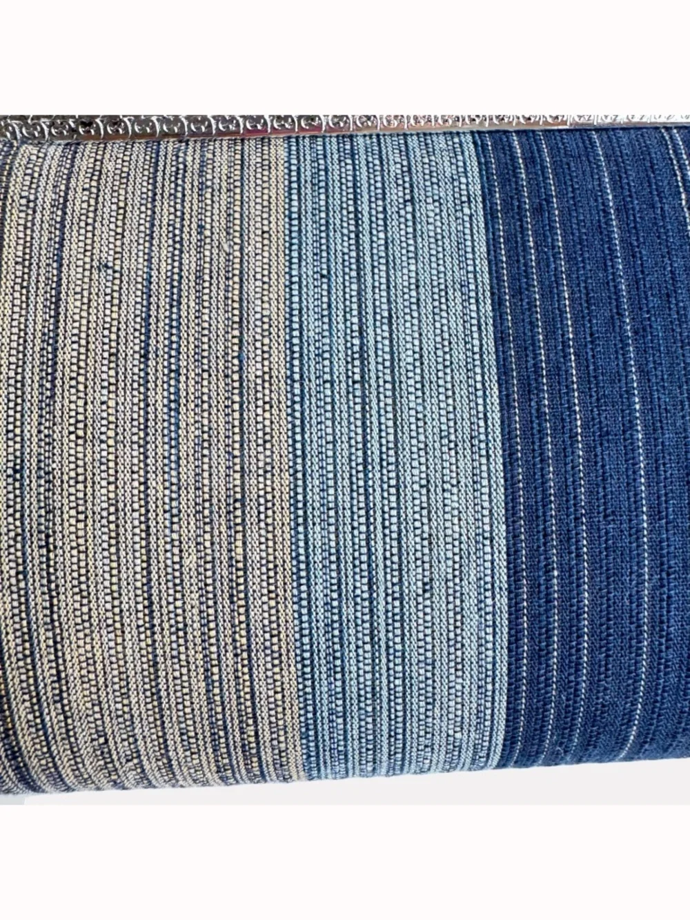 Japanese Striped Cotton Clutch Evening Bag Silver Clasp Formal Purse Handbag New